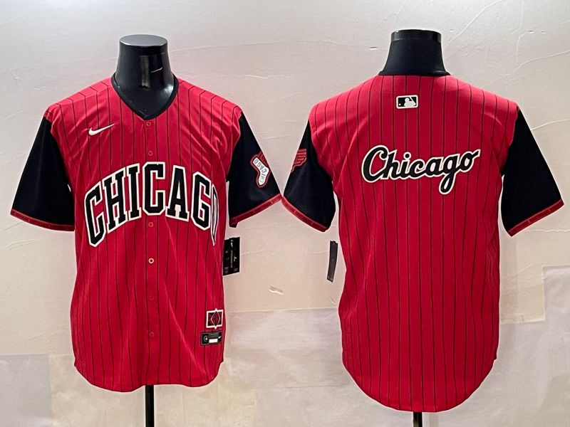 Men Chicago White Sox Blank Red Stripe Joint Name 2025 Nike MLB Jersey style 5->chicago white sox->MLB Jersey